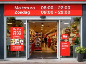 Home Realistische foto van de supermarktgevel in Huizen.