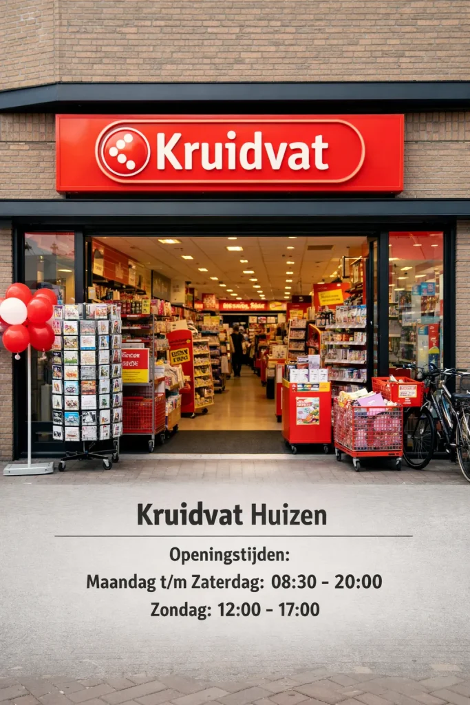 Foto van de ingang van een Kruidvat-winkel in Huizen.