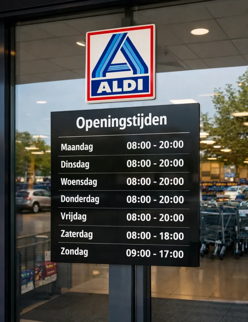 Vooraanzicht van een Aldi-supermarkt in Huizen met een moderne entree.