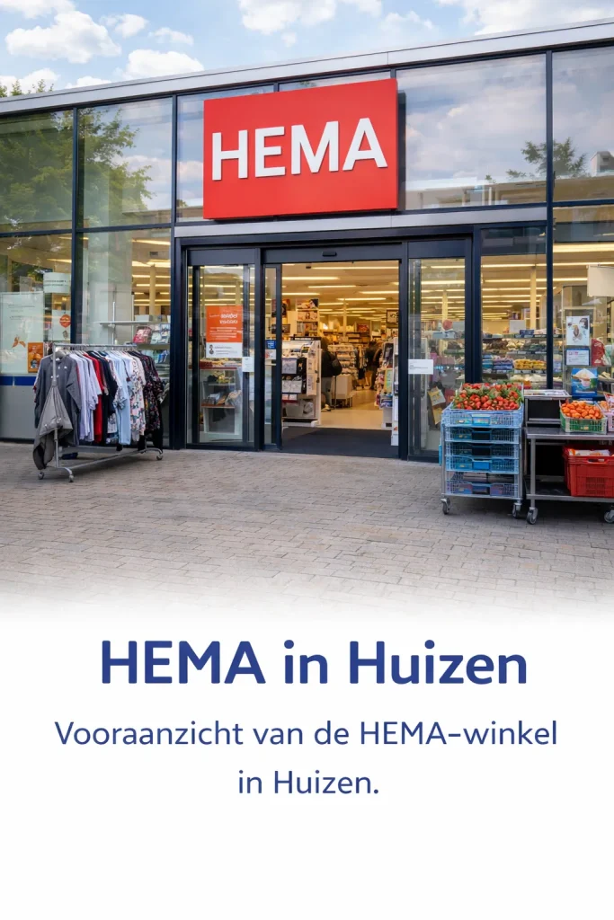 Vooraanzicht van de HEMA-winkel in Huizen.